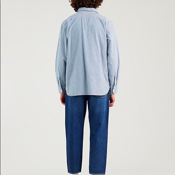 Vintage Levi’s Classic Workers Shirt Shacket Hickory Striped Rinse Button Up - Picture 2 of 12